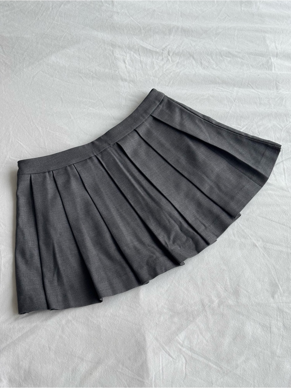 Grey Pleated Micro Skort